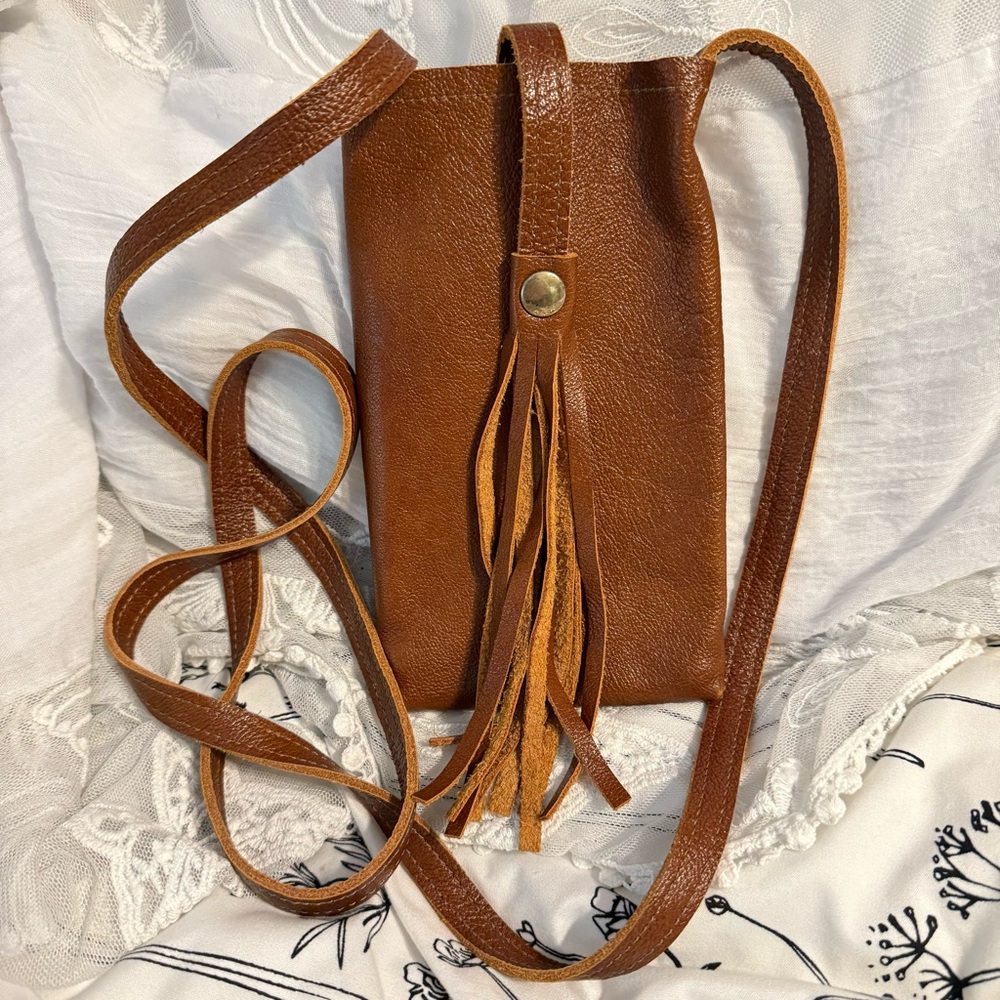Beaudin Designs Phone Purse Cow Leather Cell Crossbody Mini Shoulder Bag Tassel